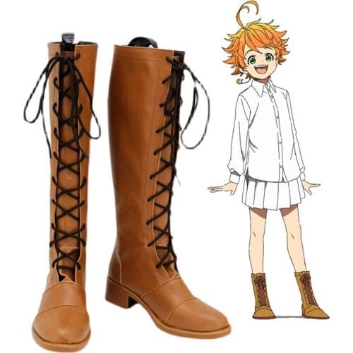 Anime The Promised Neverland Emma Cosplay Shoes Boots Costumes Customize Size Cosplay Low Heel For Girls Women Halloween Party