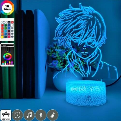 Anime LED Night Light 3D Lamp Touch Switch Shoto Todoroki Figure My Hero Academia Bluetooth Speaker Event Prize Cool Fans Gift