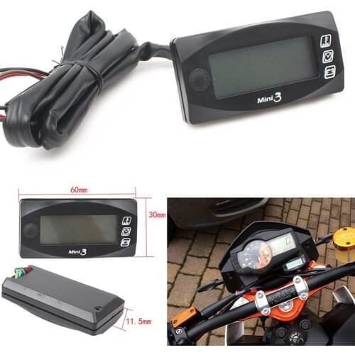 White Motorcycle LED Digital Thermometer Voltmeter Water Time Gauge Meter Universal