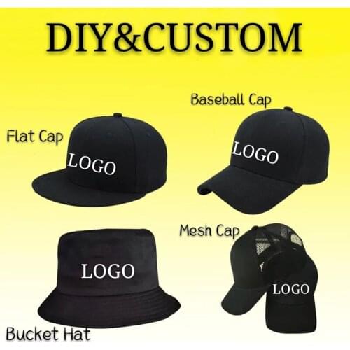 DIY Logo Baseball Cap Custom-made Hat Hip Hop Child&Adult Printing Embroidery Famous Brand Sport Bucket Hat Men Women Snapback
