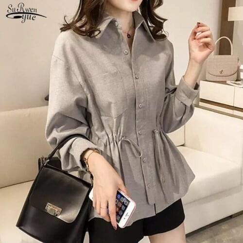 Blusa Mujer De Moda 2021 Spring Plus Size 4XL Pure Cotton Long Sleeve Blouse Female Loose Slim Korean Casual Women Tops 8986 50