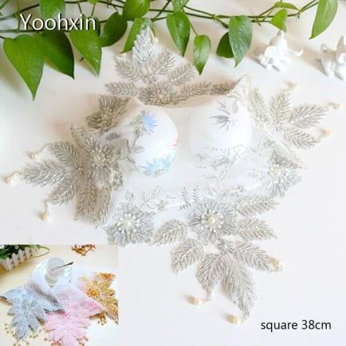 Europe beads embroidery lace table place mat cloth pad cup coaster placemat tea doily kitchen wedding Christmas decor tableware