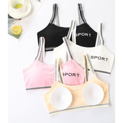 4 Pcs/lot Sponge Pad Girls Training Bra Cotton Kids Brassiere Breathable Adolescente Girls Bras New Children Tops crop Underwear