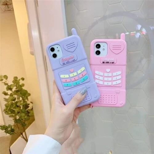 Cute Pink love heart kid girl gift Phone Case For iphone 12Mini 11Pro Max XR XS Max 6 7 8 Plus SE 2020 Soft Silicone Back Cover