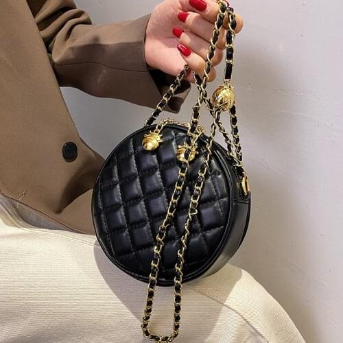 DORANMI Diamond Lattice Shoulder Bags For Women 2021 Chain Strap Round Bag Female Flaps Quality Messenger Bolsos Mujer SB271