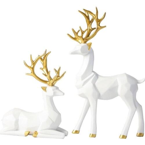 NEW 2020EUROPEAN STYLE RESIN DEER FIGURINE STATUE HOME LIVING ROOM DECOR CRAFTS SCULPTURE CREATIVE GIFTS MODERN DESKTOP ORNAMENT