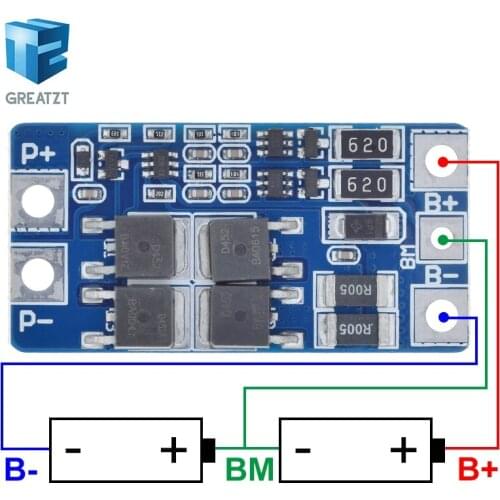 GREATZT 2S 10A 7.4V 18650 lithium battery protection board 8.4V balanced function/overcharged protection Good
