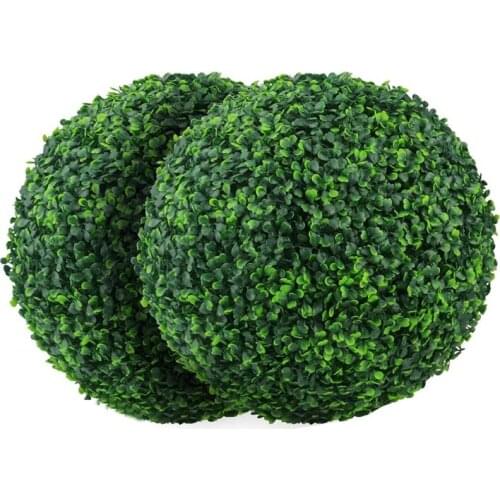 Hot XD-2 PCS 15.7 Inch Artificial Plant Topiary Ball Faux Boxwood Decorative Balls for Backyard,Balcony,Garden,Wedding DéCor