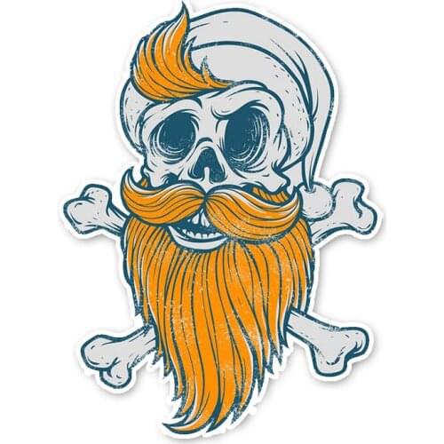 Beautiful Cartoon Lovely Big Bearded Skull KK Reflective Car Sticker Waterproof Laser Fashion Decal Pvc 11CM X 15CM
