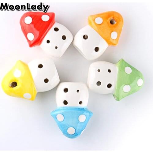 5 Colors Ocarina 6 Hole Small Mushroom Ocarina Alto C Tone Beginner Ocarina Tourist Souvenir Teaching Toys Ceramic Pendant