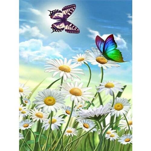 MHD Diamond Painting Cross Stitch picture Flower butterfly Full Round Diamond Embroidery Mosaic Handicrafts Home Decoration