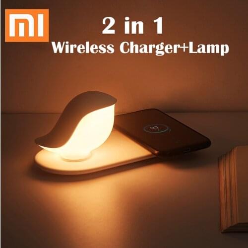 Xiaomi Qi Wireless Charger Table Lamp For iPhone Xiaomi Samsung Huawei Mobile Phone Charging Holder Night Light Pad Phone Stand
