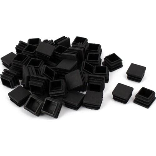 New Chair Leg Plastic Blanking End Cap Square Tube Insert Black 20mmx20mm 50pcs