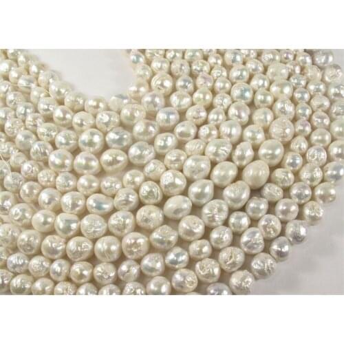 NEW Natural White 11-12MM Baroque Flameball Freshwater Pearls loose beads 15"