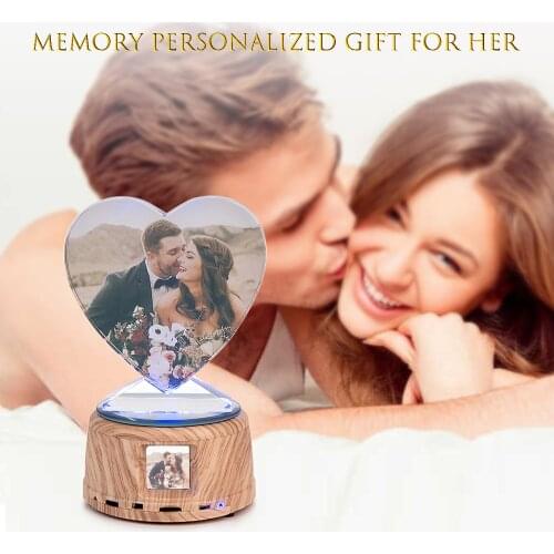 Personalized Crystal Frame Colorful LED Base Music Box Customized Picture Souvenir Birthday Gift Home Decoration Accessories