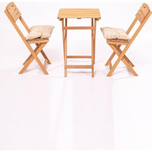 Cushion Gift Balcony Garden Kitchen 3'lü Bistro Set Folding 2 Chair 1 Table