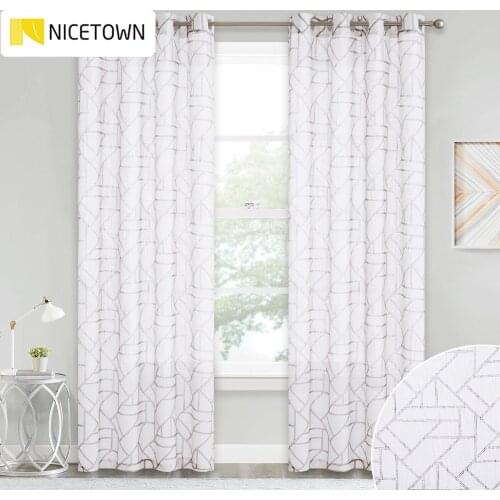 NICETOWN 1PC Sheer Translucent Curtains Voile Panels Stripe Gradient Grommet Top Casual Decorative Items Living Room