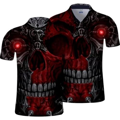 3D Full Printing Polo Shirts Mens Skull Pattern Tops Unisex Plus Size Short Sleeve Slim Fit Casual fashion Coat DropShip