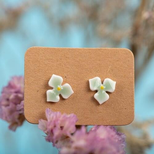 Special Plant Series Small Leaves Ceramic Earrings Exquisite Porcelain Accessories Wholesale #LY221