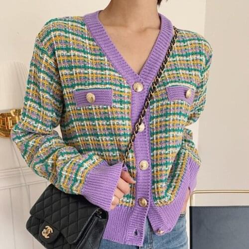 Vintage Knitted Cardigans Women Sweaters Kawaii Tweed Sweater 2020 New Autumn Winter Korean Lady Cardigans Sweater Clothes