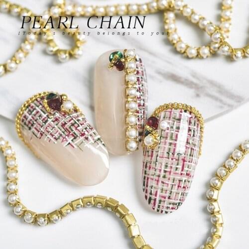 100cm length pearl chain for nail art decorations alloy pearl nail art ornaments 2mm/2.5mm/3mm diameter optional nail charms