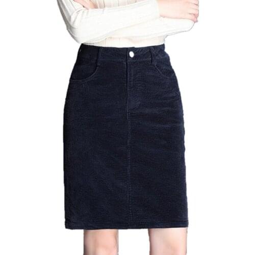 Women Corduroy Skirt Autumn Winter Fashion Elegant High Waist A-line Skirt Female Midi Skirt Skirts Womens S402