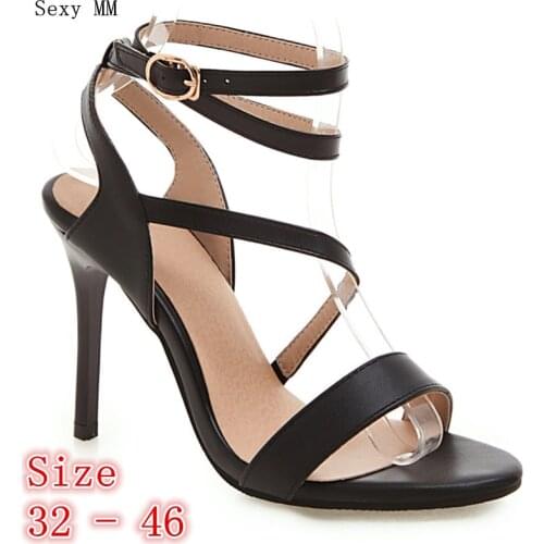 Women Gladiator Sandals High Heels Peep Toe Pumps Summer Shoes Woman High Heel Sandals Plus Size 32 33 - 40 41 42 43 44 45 46