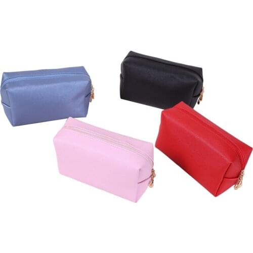 Women Simple Travel Beauty Case PU Leather Zipper Cosmetic Bag Portable Wash Makeup Bag Make Up Organizer Holder