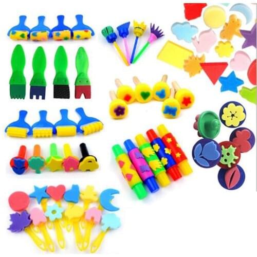 1Set DIY Sponge Painting Brush Children Painting Brush Flower Stamp for Baby Children Kids Graffiti Drawing Toys