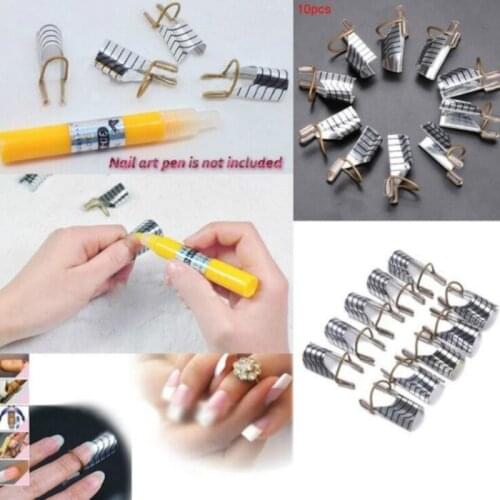10 Pcs Reusable Nail Extension Nail Forms for UV Gel Nail Polish Guide Builder Tools Kit Acrylic French Tips Manicure Nail Tips