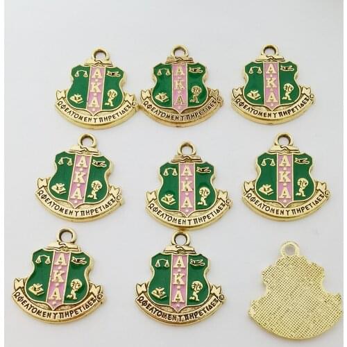 10pcs Letter Shield Sorority Pendant Charms DIY Bracelet & Necklace Women Jewelry Accessories