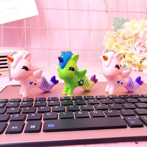 2019 New Unicorn Keychain Ring Cute Couple Key Holder Pendant Mermaid Keychain Mascot for Car Keychain Bag Accessories