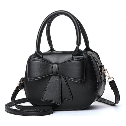 2021 Women Handbags for Women Solid Small PU Leather Sweet Lady Bow Princess Fan Crossbody Bags Designer Lady BagsThe Shoulder