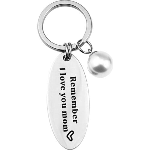 3Pcs/Lot Stainless Steel Mirror Polish Remember I Love You Mom Letter Key Chain Key Ring For Mothers Day Gift Jewelry