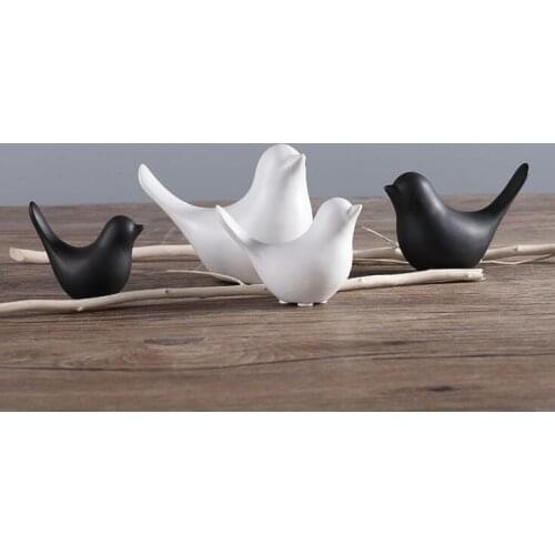 30SET/LOT creative ceramic animal figurines white and black bird figure statues ornaments modern decorative crafts home decor