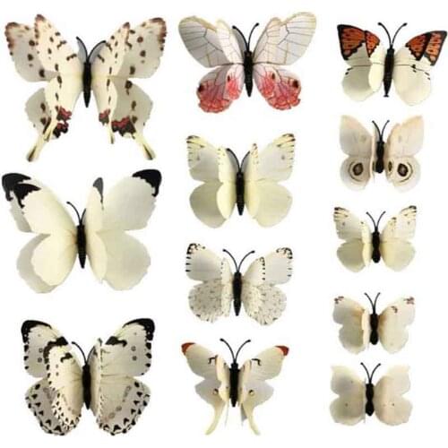 12 Pcs/Lot PVC 3D Magnet Butterfly Wall Stickers Butterflies Decors for Wedding Party Home Kitchen Fridge Decoration