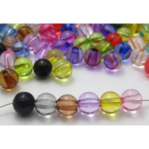 500 Mixed Colour Transparent Acrylic Round Beads 6mm Smooth Ball Spacer Beads