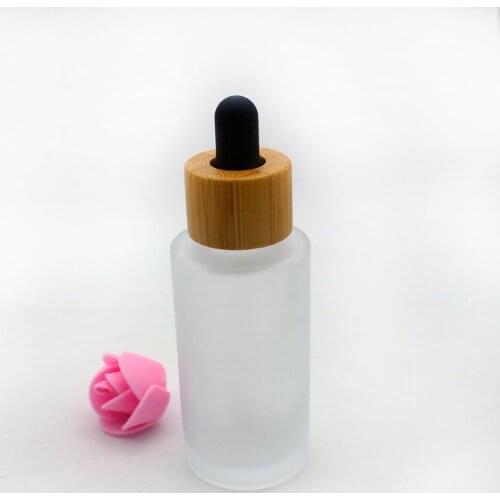 60ml frosted glass dropper bottle wiht eco-friendly bamboo lid essential oil Pipette bottles cosmetic packaging container