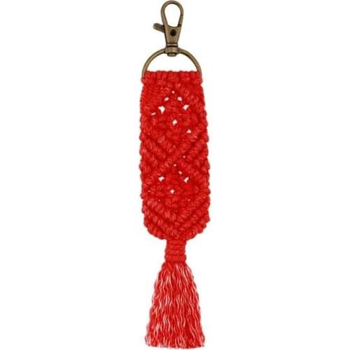 667E Tassel Macrame Keychains for Women Boho Handmade key Holder Keyring Macrame Bag Charm Car Hanging