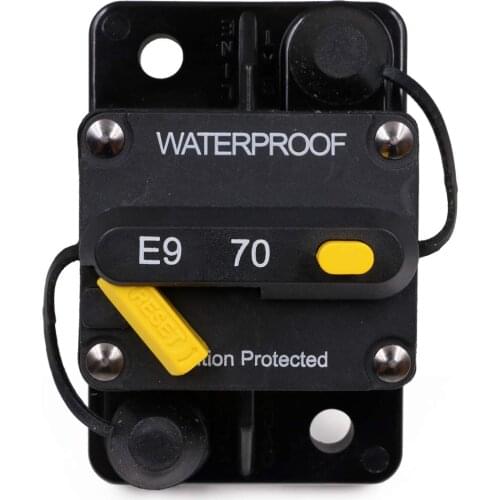 70A Waterproof Circuit Breaker Fuse Holder with Manual Reset Toggle Switch DC 12V- 72V