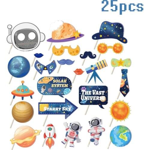 Astronauts Planets Party Photobooth Props Planetary Solar System Party Boy Blue Starry Sky 1st Birthday Party The Vast Universe