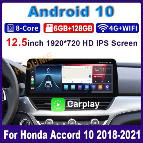 12.3" Android 10 Car Multimedia Player Radio GPS Navigation for Honda Accord 10 2018-2021 Stereo CarPlay WiFi 4G BT Touch Screen