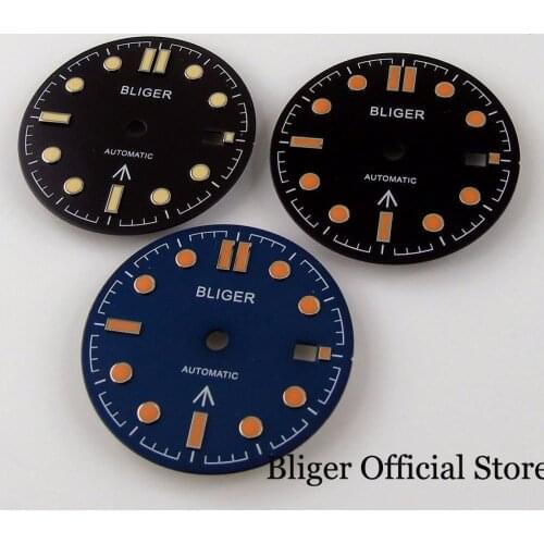 BLIGER 31mm Automatic Watch Dial Date Diaplay for MIYOTA MINGZHU 2813