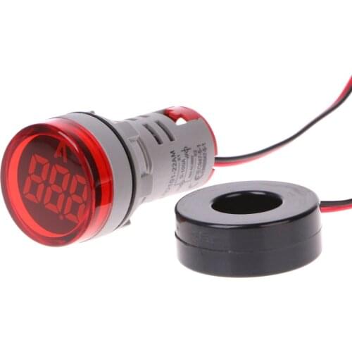 AC 220V 22mm Digital Ammeter 0-100A Current Monitor Meter Signal Lamp Amperemeter