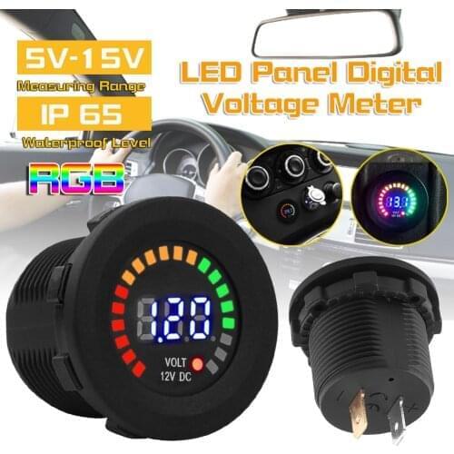DC 12V RGB LED Panel Digital Voltage Volt Meter Display Voltmeter Motorcycle Car