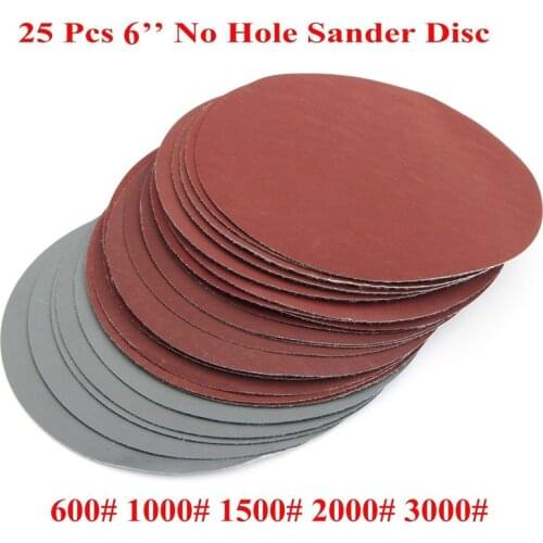 25pcs/Set 6 Inch 150mm Round Sandpaper Disk Sand Sheets Grit 600-3000 Hook Loop Sanding Disc for Sander Grits Abrasive Tools