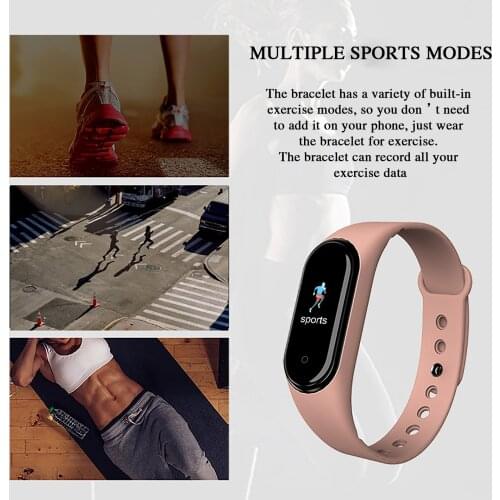Fitness Bracelet Wristband Portable Fitness Equipment Bluetooth Men 1PC Blood Pressure Monitor Stopwatch M5 Smart Watch