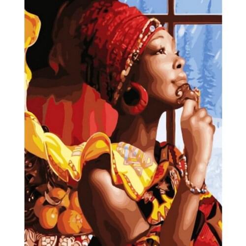 Painting By Numbers DIY Dropshipping 40x50 50x65cm Sexy African beauty woman Figure Canvas Wedding Decoration Art picture Gift
