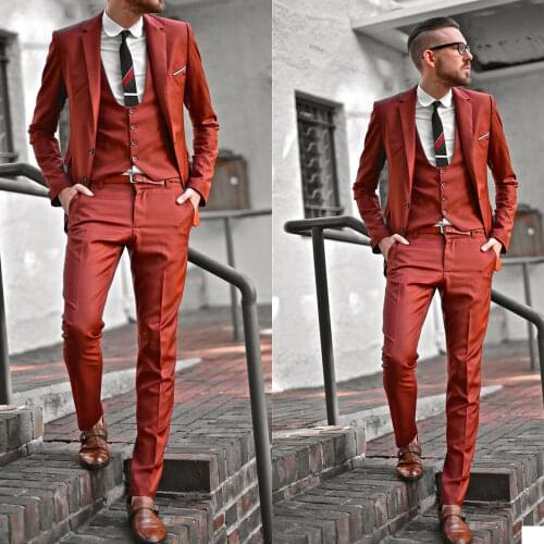 Handsome 3 Pieces Mens Suits Groom Wear Slim Fit Wedding Blazer Tuxedos Formal Business Prom Pants Coat Jacket