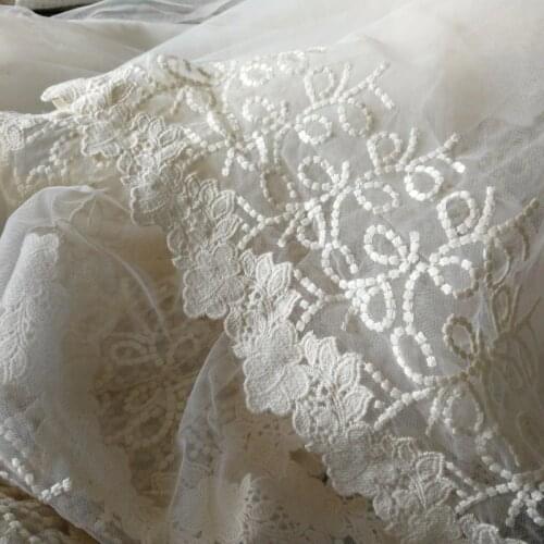 New Widely Exquisite Mesh Embroidered Holow-out Lace Fabric Handmade DIY Sewing Clothes Lace Trim Accessories Black/Off white